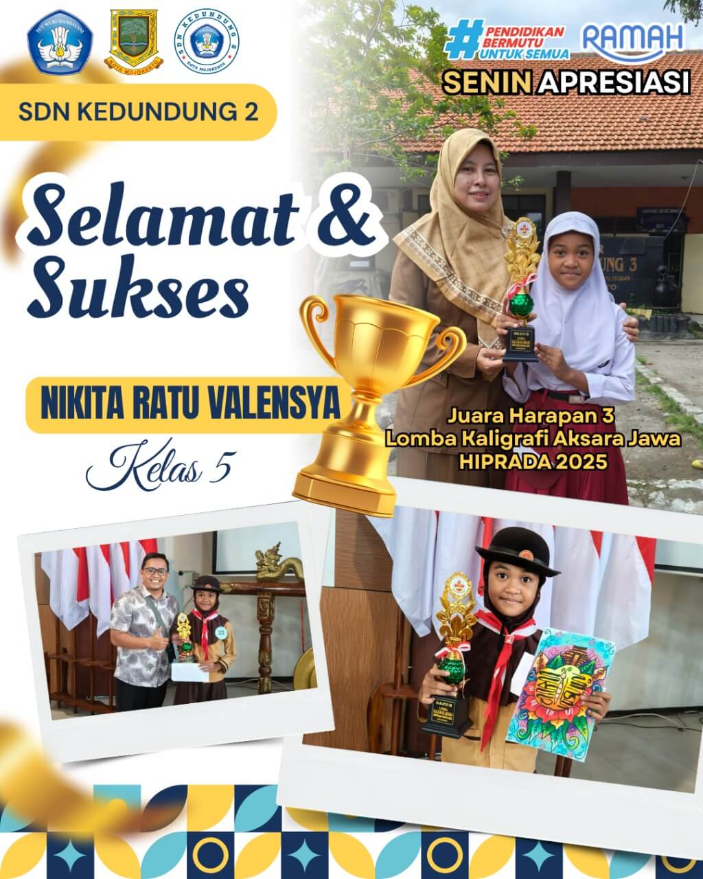 Juara Harapan 3 Kaligrafi Aksara Jawa HIPRADA 2025